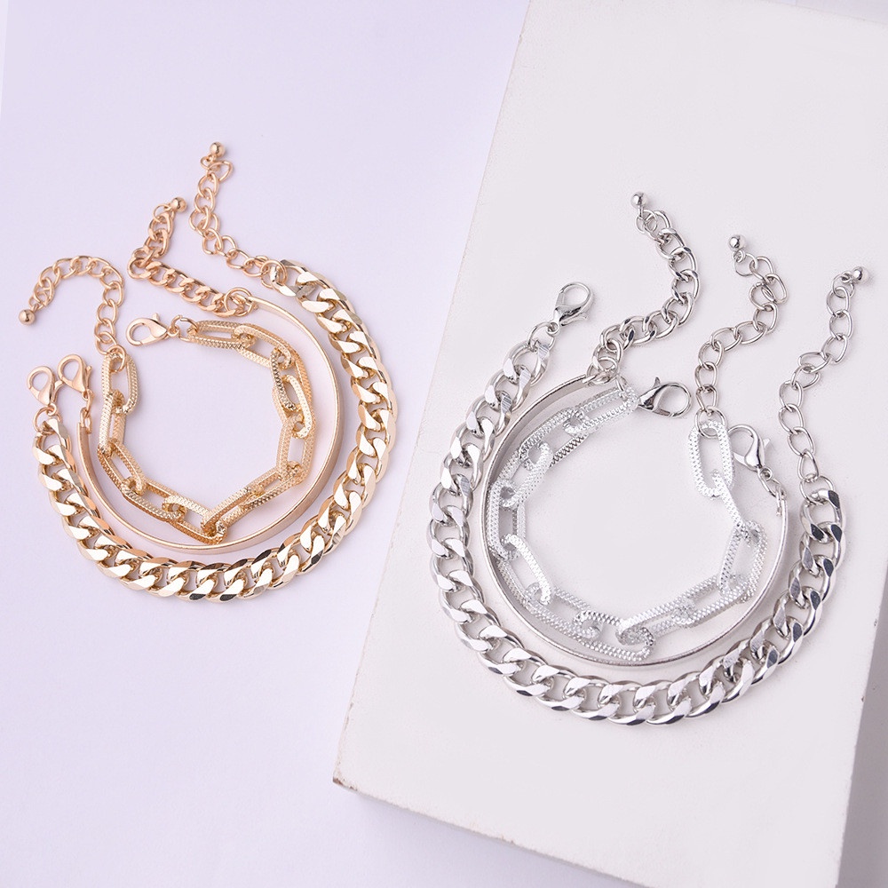 【COD Tangding】3Pcs/Set Bracelets European Style Retro Fashion Simple Design Women Jewelry