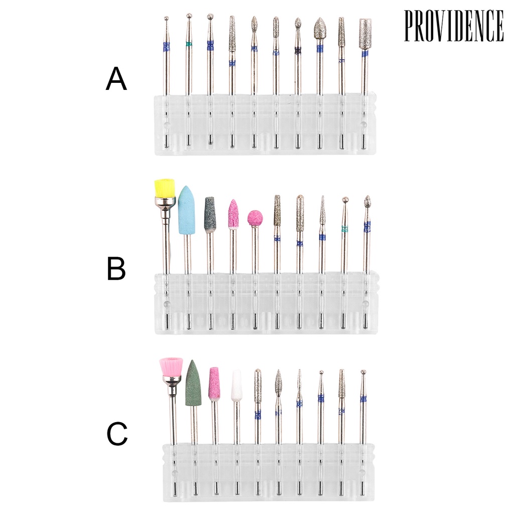 Providence 10Pcs/Set Manicure Polisher Impact Resistance Excellent Durability Tungsten Steel Nail Drill Bites Set for Women