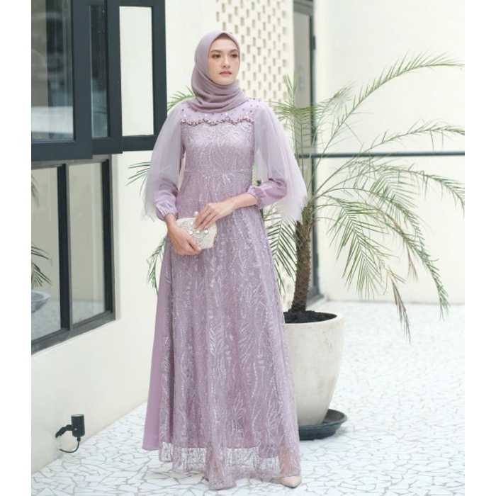 READY JUMBO || Bisa COD || Produk Terbaru || Gamis Alia GAMIS BRUKAT KEBAYA TILE MAXY DRESS WANITA MUSLIM BROKAT TULLE VELVET MURAH GAMIS TERBARU