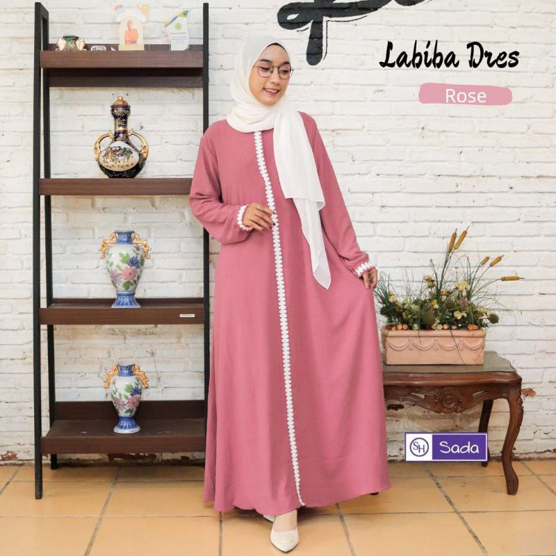 Gamis Labiba abaya | nayaka dress | by Sada SH | bahan crinkle airflow | busui friendly | gamis fenomenal syari