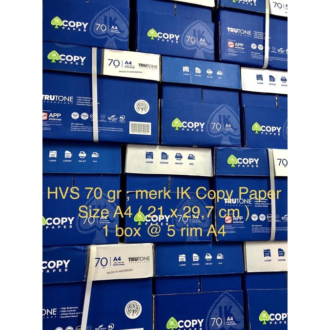 

IK COPY PAPER HVS 70 GRAM SIZE A4 ( 21 x 29,7 Cm ) KERTAS HVS