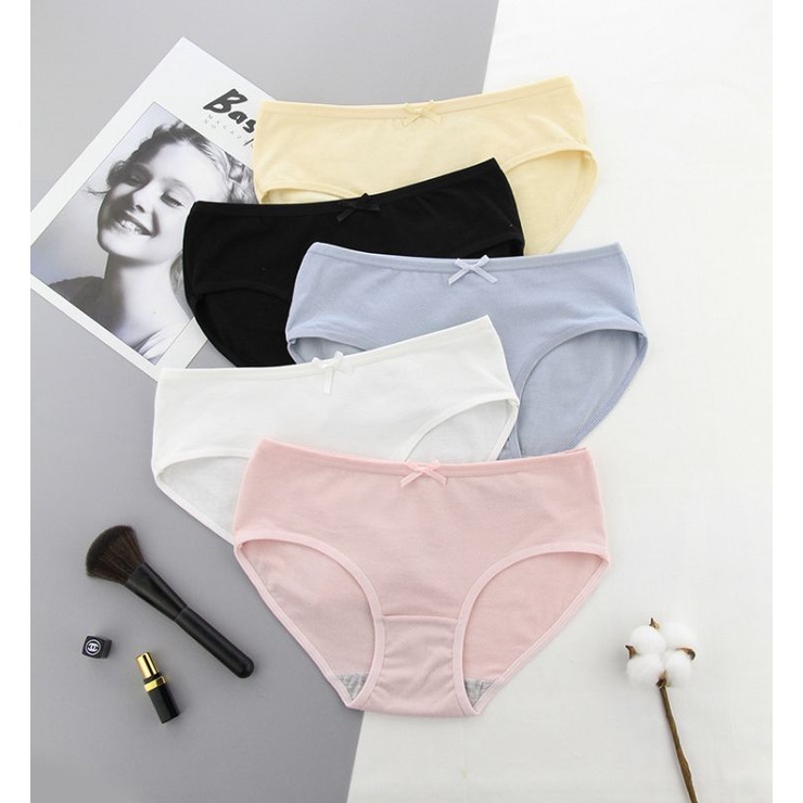 Celana Dalam Wanita Impor Mid Waist Motif Gambar Lucu Cute dan Motif Polos