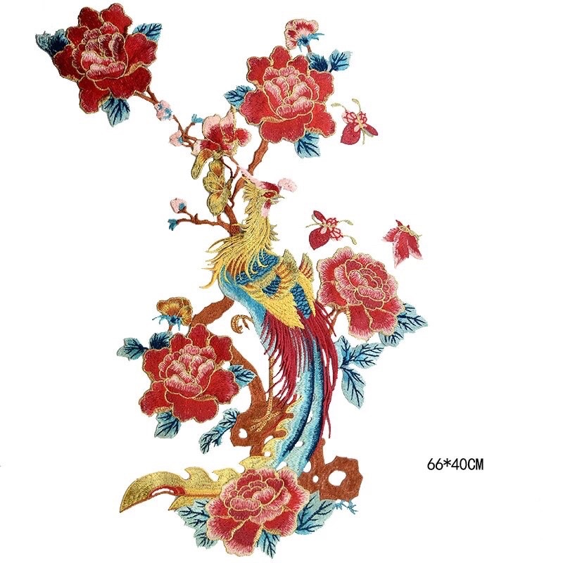 Embroidery Phoenix Peony Flower Embroidery Patch Cheongsam