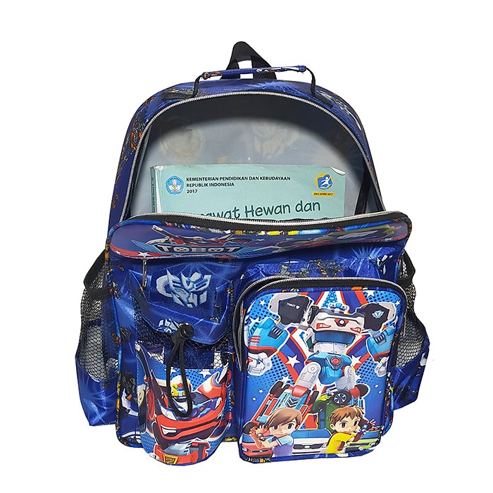 Tas Ransel anak Sekolah TK / SD karakter Tobot free botol // Tas ransel Tobot