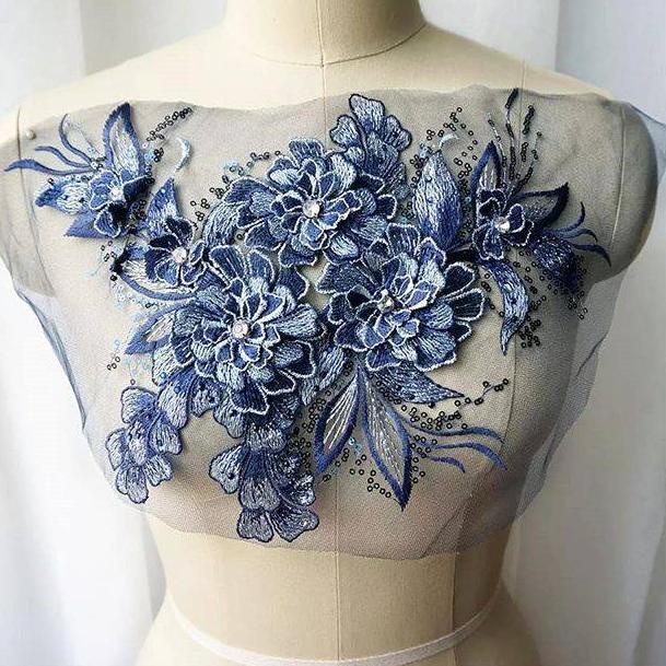 ➣ Lace bordir bunga 3d/Aplikasi bordir ✲