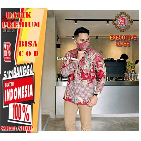 W115 Baju Batik Pria  Cowok Kemeja Undangan Lengan Panjang Katun Premium Original