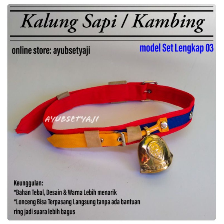 Kalung Sapi Kalung Kambing model Set lengkap 03 Lonceng Kuningan Tali Kambing kontes aksesoris Bel K