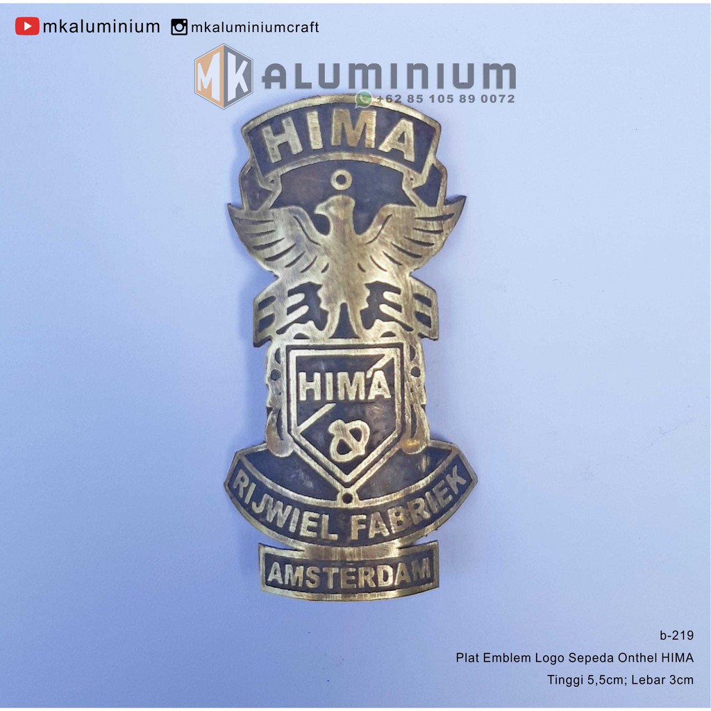 Hima - Plat Emblem Logo Sepeda Onthel Jawa Merk HIMA - B219 - MK Aluminum
