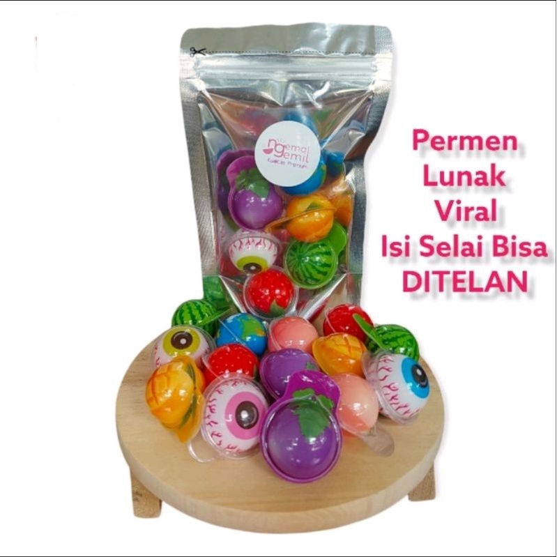 Jual Permen Lunak Jelly Isi Selai Aneka Rasa Buah Viral 50 Pcs Toples