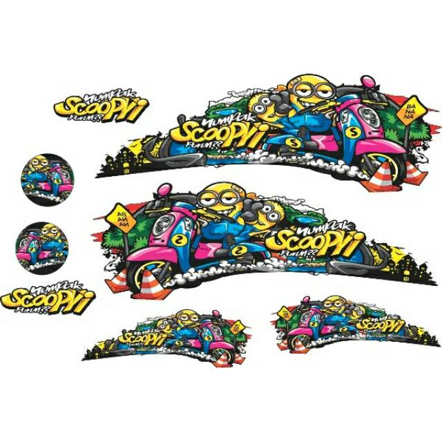 Striping scoopy minions lis body honda scoopy minion sticker scoopy custom minion untuk semua scoopy