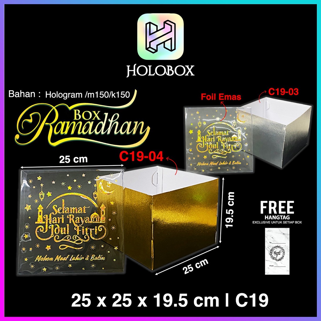 

KOTAK KUE LEBARAN|IDUL FITRI|HOLOGRAM|KADO|MIKA|BOX|PACKAGING|DUS|C19