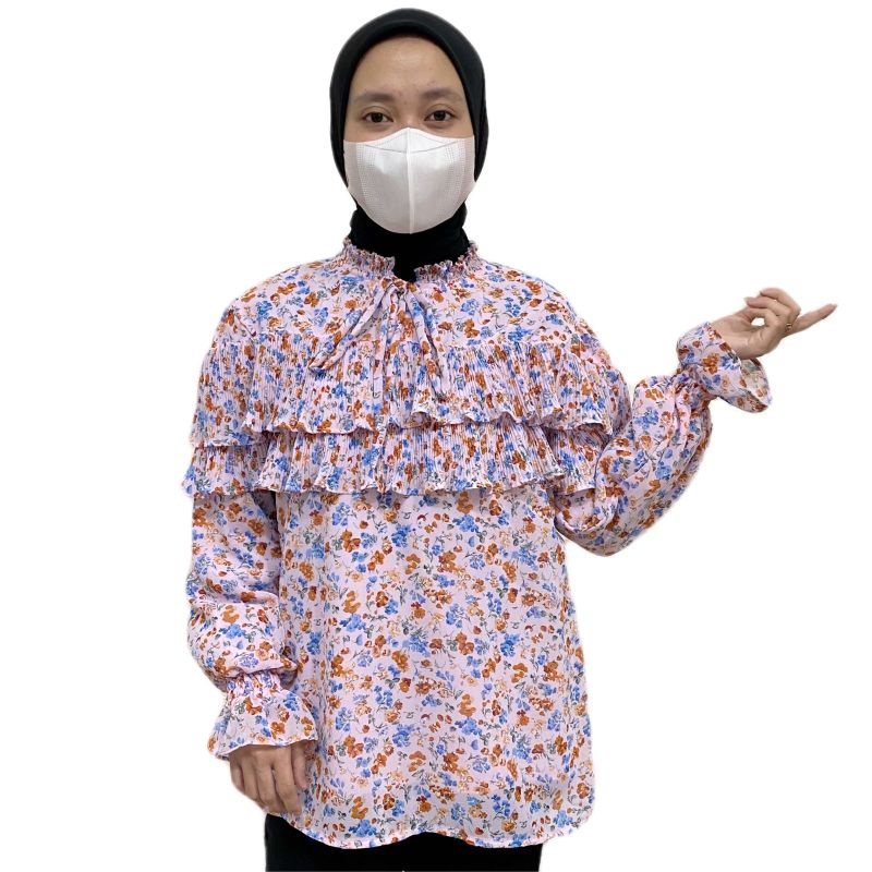 BLOUSE WANITA BUNGA KERUT CERUTY IMPORT PREMIUM | BLUS WANITA IMPORT | BLUS WANITA KASUAL / BLOUSE K