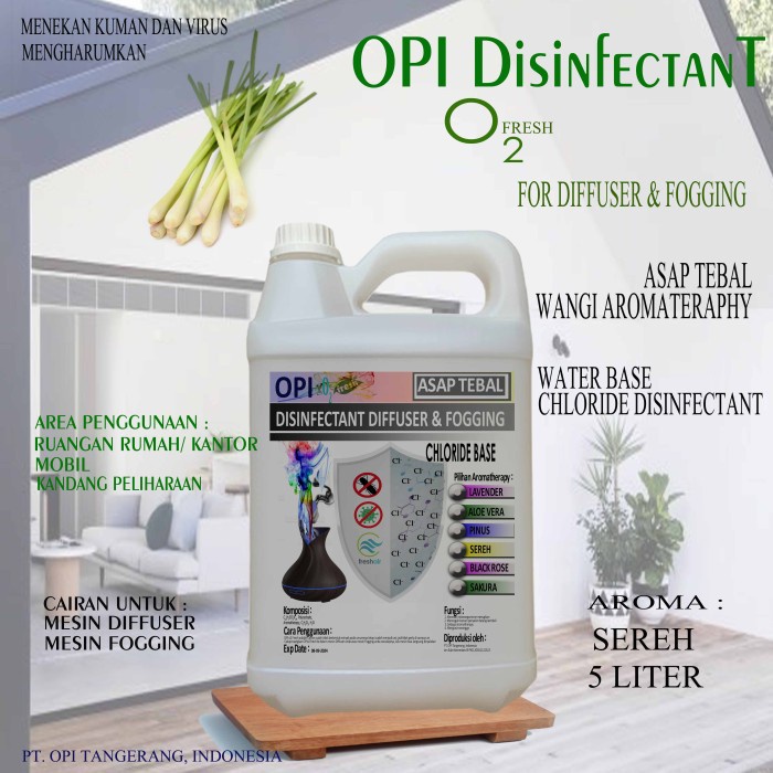 Disinfektan Fogging dan diffuser aromatherapy 1L dan 5 Liter Produk OPI baru By Oke Sabun sudah ada izin edar resmi by Oke sabun suplayer