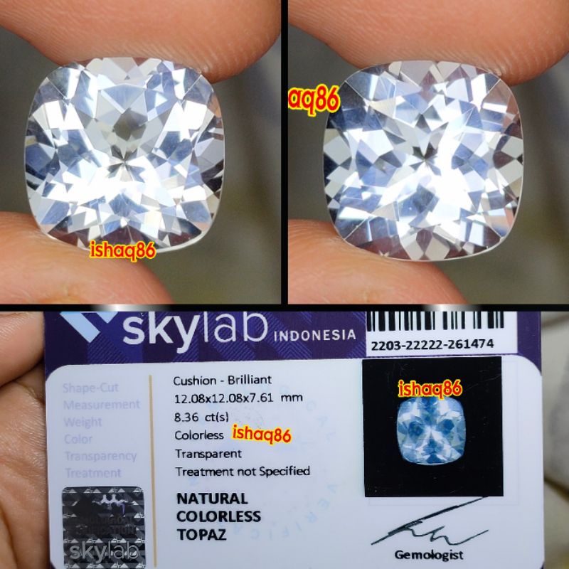 NATURAL WHITE TOPAZ COLORLESS MEMO SKYLAB 1474