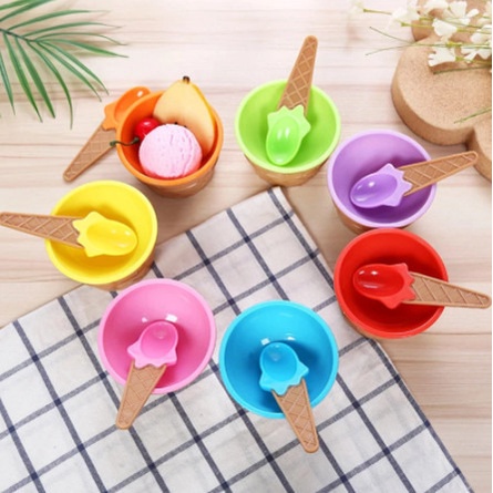 Mangkok Es Krim Mangkuk Cemilan Ice Cream Bowl Set Mangkok Sendok 0724