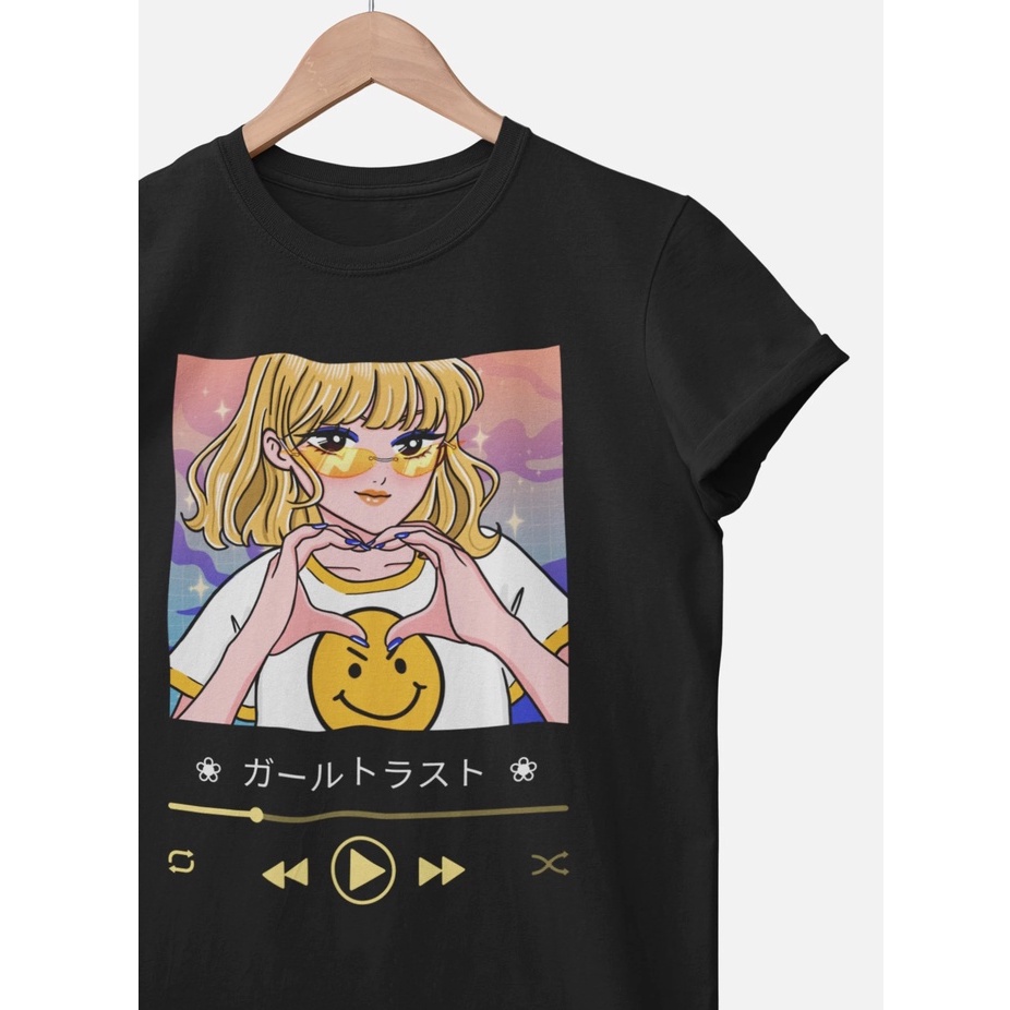 Tshirt Girl Kawaii Music Black Premium Unisex