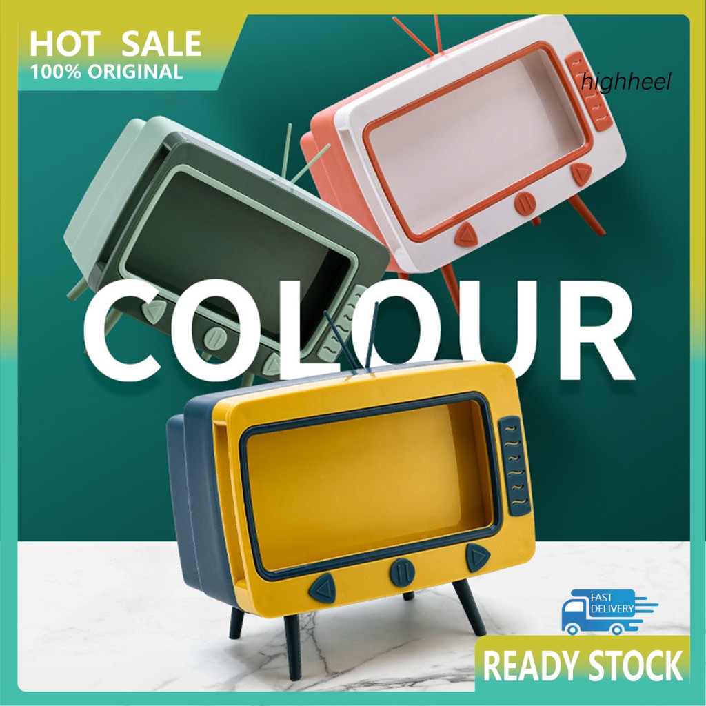 KOTAK TISU BENTUK TV BOX TEMPAT TISSUE MOBIL HOLDER HP PORTABLE KUNING