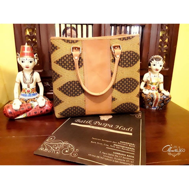 Tas kulit sapi mix batik lawasan
