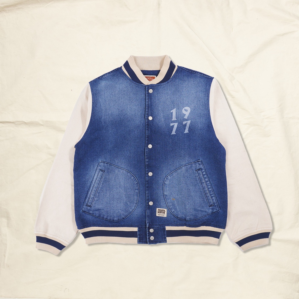 Jimmy and Martin - Varsity Denim Jacket Greige Sleeve - 2018