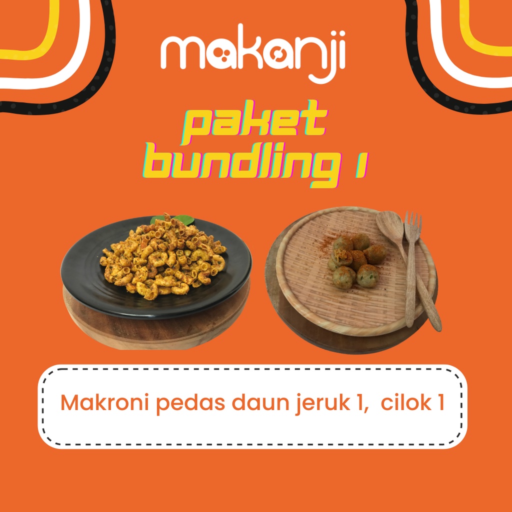 

[Makanji] Paket Bundling 1 | Cilok Suir Ayam 15 Pcs dan Makaroni Pedas Daun Jeruk 210 gram | Cilok Frozen | Frozen Food | Cemilan Keluarga | Jajan | Snack