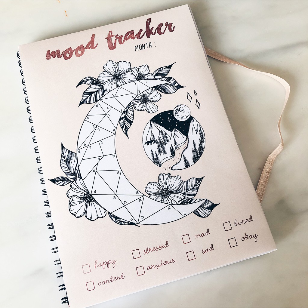 TAMBAHAN LEMBAR Mood Tracker Moon Sisipan Buku Tulis A4 & A5 Writescape