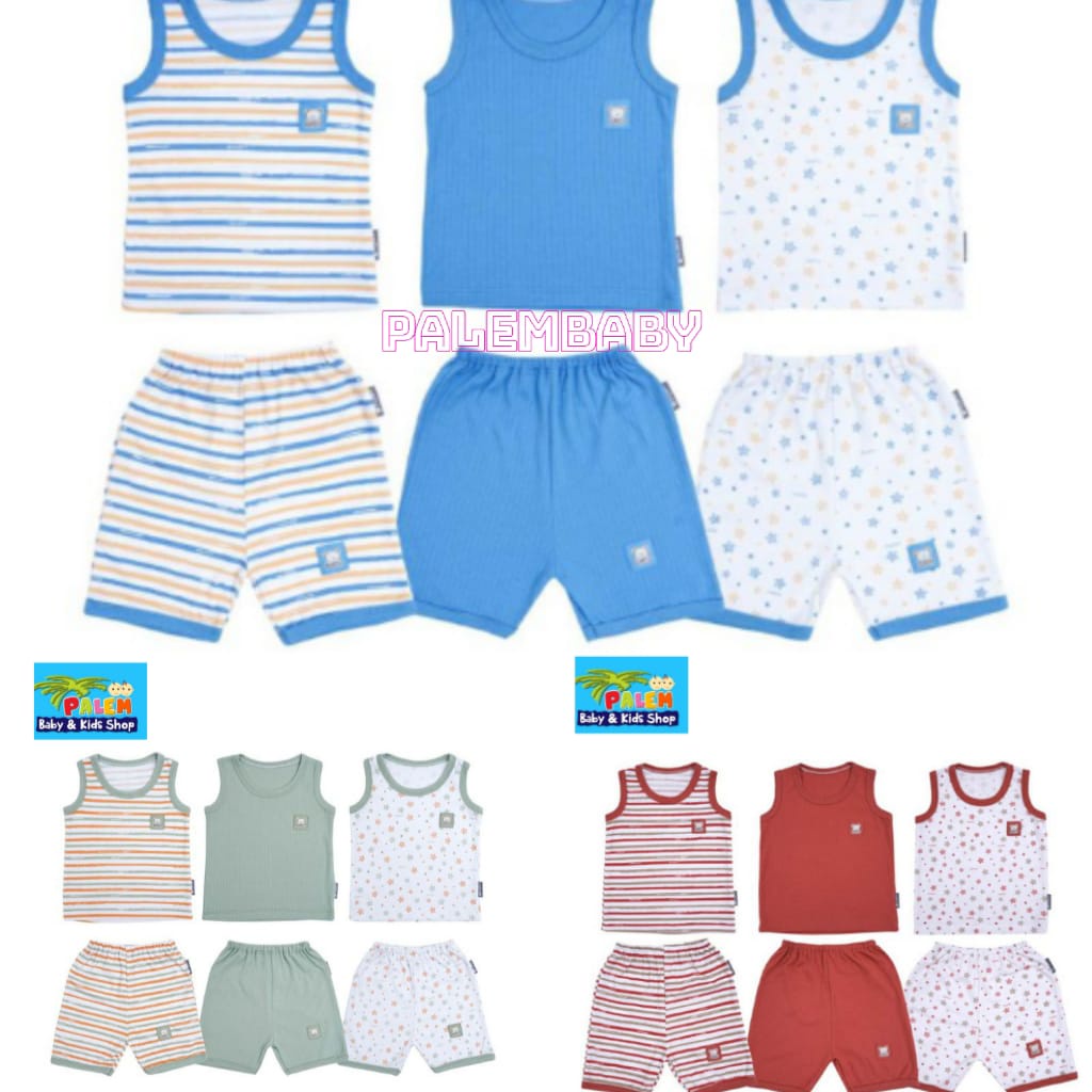 [3 setel] Fluffy Setelan Singlet Luar dan Celana 3/4 BOLD SERIES Size SML