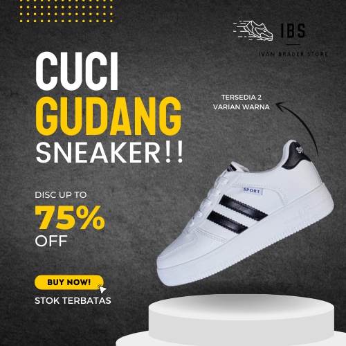 CUCI GUDANG Sepatu Sneaker Pria Wanita Putih  Outdoor Polos Original Sepatu Olahraga Casual Sporty M