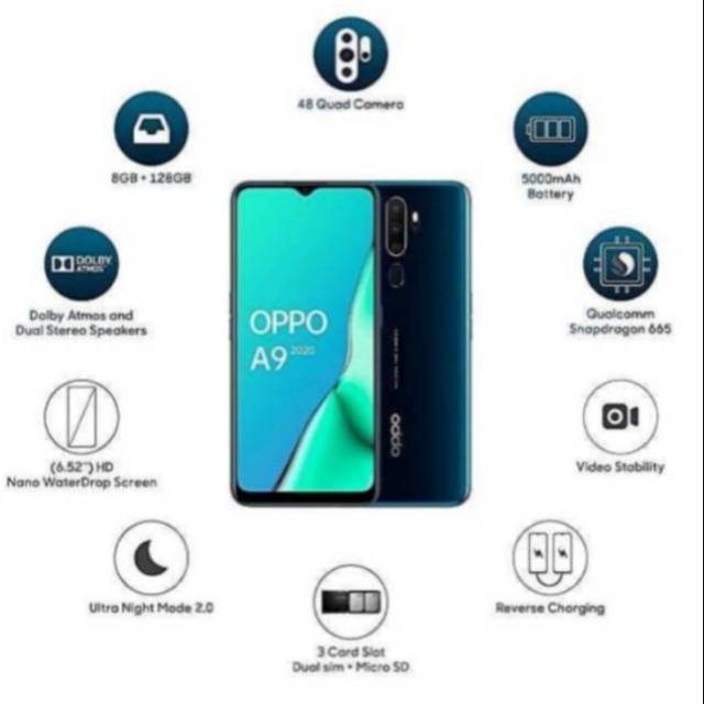 Hp Oppo a9 2020 ram 8/128 green