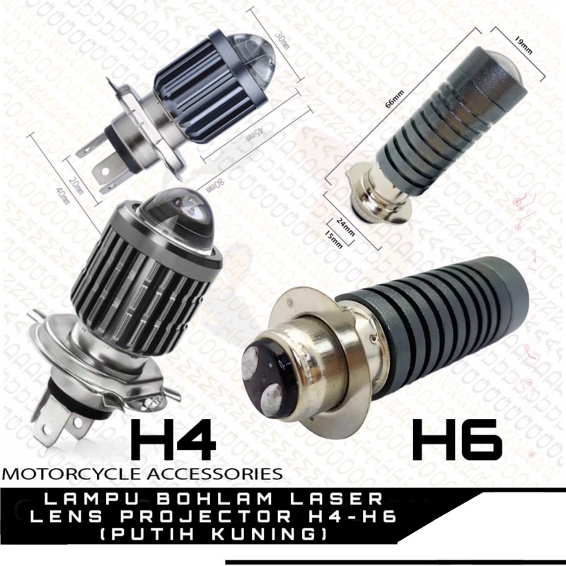 Lampu Utama depan led Projie H4 H6 Laser 2 colours hi-low terang motor bebek matic sport mio beat va