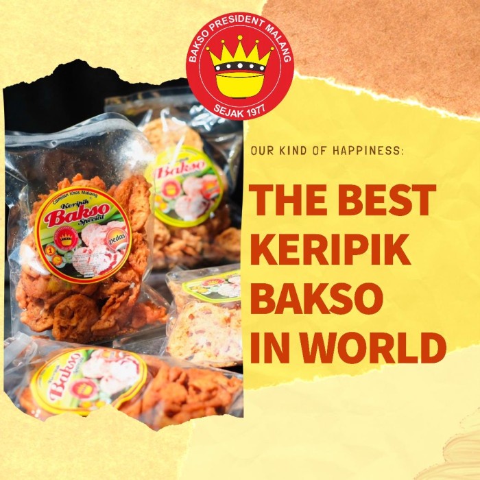 

NEW Kripik Bakso President 250 gram Pedas