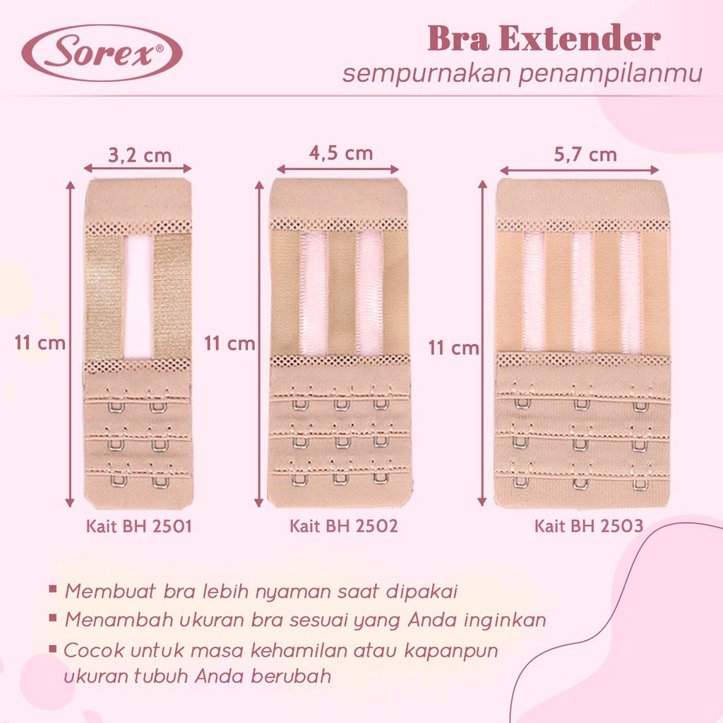 BRA EXTENTION EXTENDER BRA PENGAIT TALI TAMBAHAN KAIT 2501 2502 2503 BH SOREX KAIT 3 dan 2