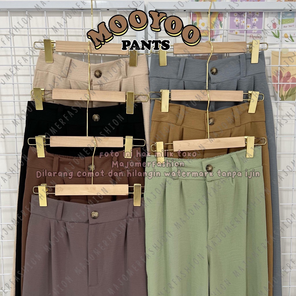 MAJOMER ® | MOOYOO PANTS - CELANA KULOT AIRFLOW CRINKLE HIGHWAIST LOOSE CULLOTE PANTS