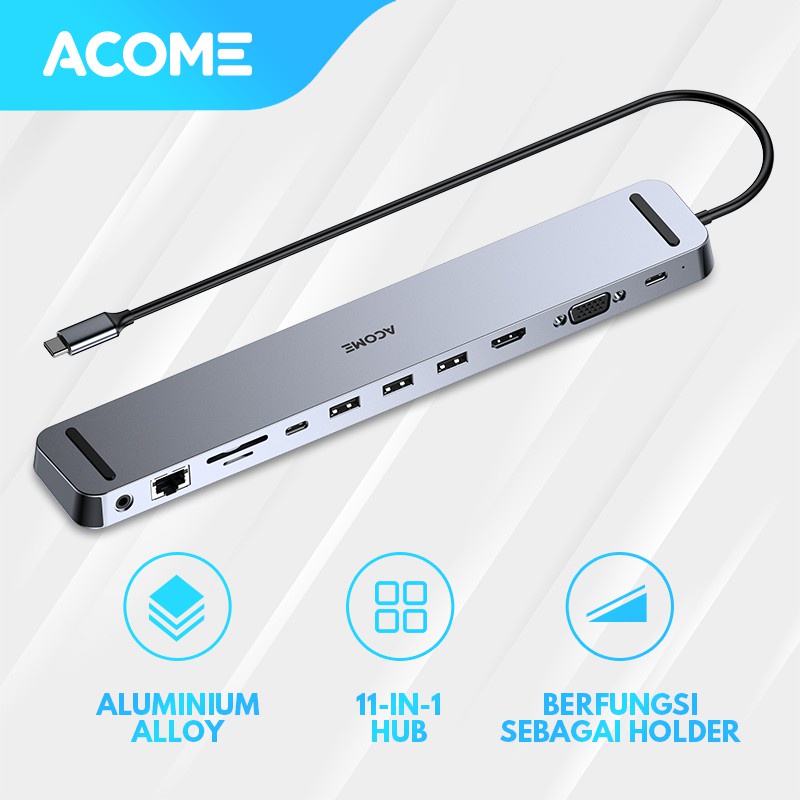 ACOME 11 in 1 USB Type C HUB to HDMI Adapter Docking Station Garansi Resmi 1 Tahun AHT900