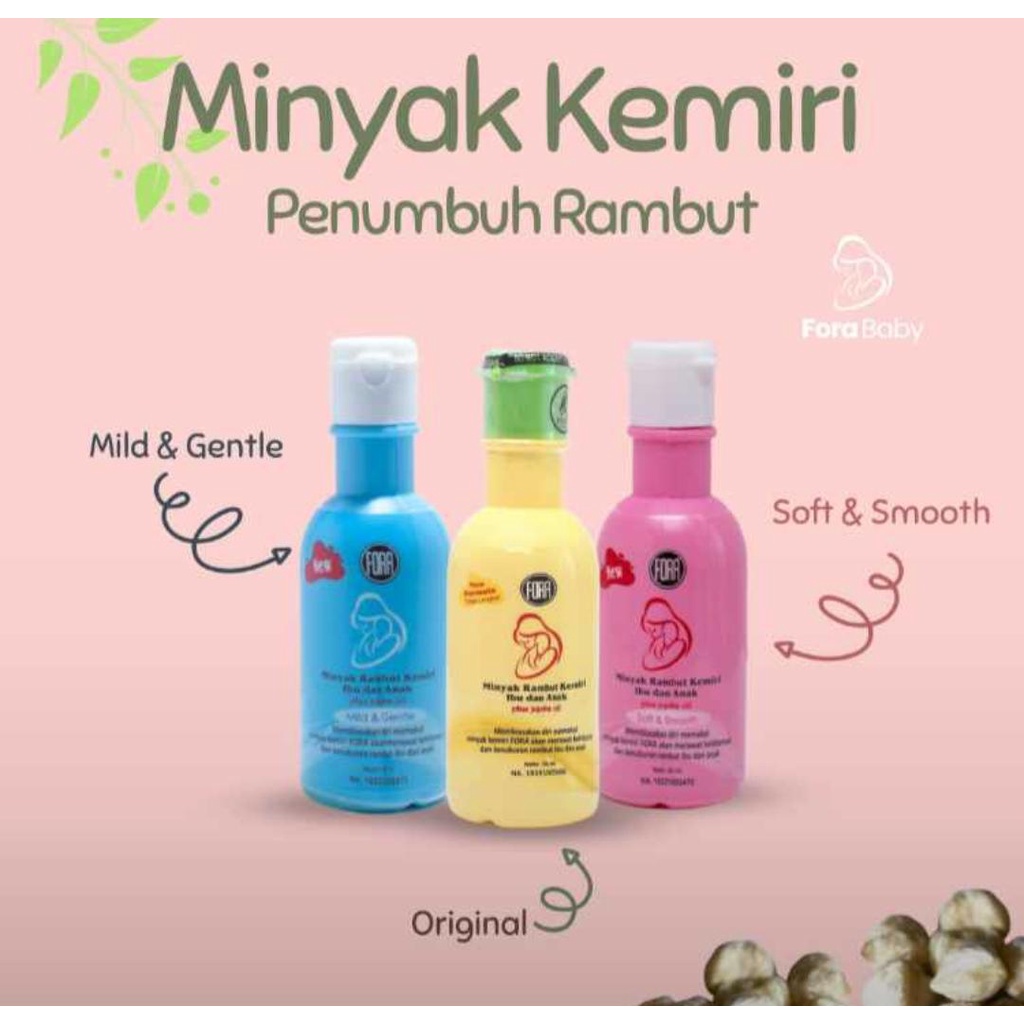 FORA Minyak Rambut Kemiri Bayi Plus Jojoba Oil Minyak Kemiri Penumbuh Rambut Bayi dan Alis 65 ml | Hair Lotion Baby | Hair Lotion Bayi Penyubur Rambut Bayi