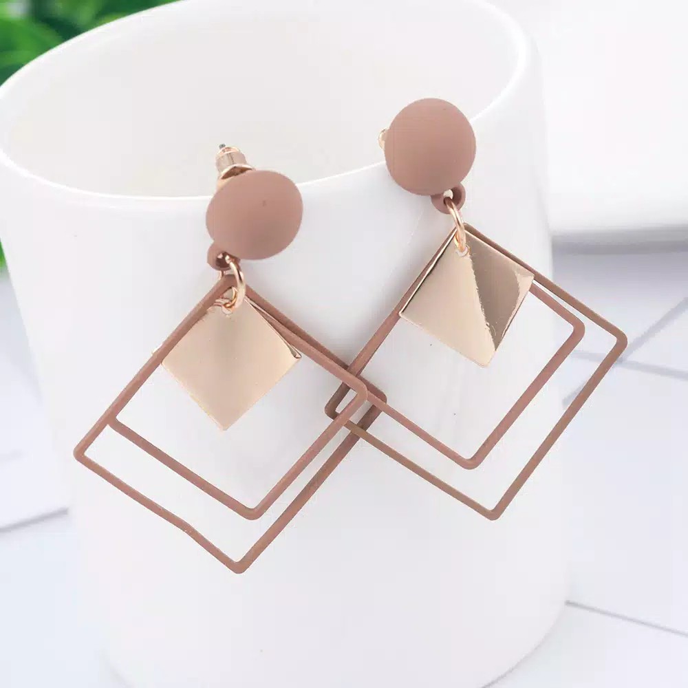 Anting Tusuk Korea Motif Geometri / Aksesoris Wanita