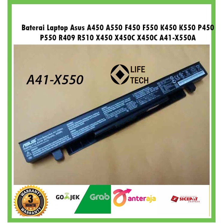 Baterai / Battery Laptop Asus A450 A550 F450 F550 K450 K550 P450 P550 R409 R510 X450 X450C X450C A41-X550A