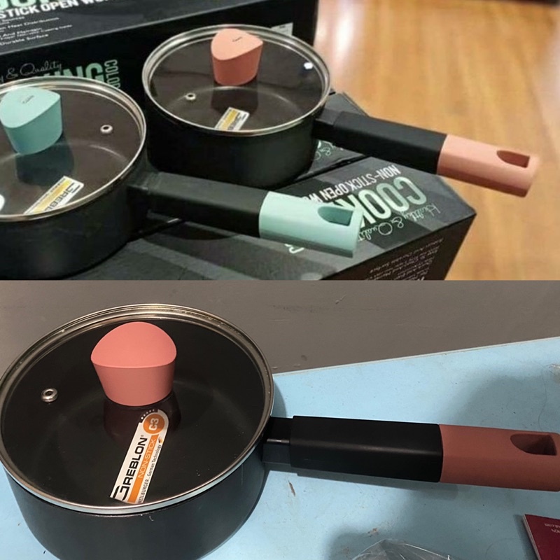 [PRELOVED] Cooking Color Sauce Pan 16cm Non Stick LAPISAN GREBLON C3 INFORMA Panci Hitam Pink Teflon