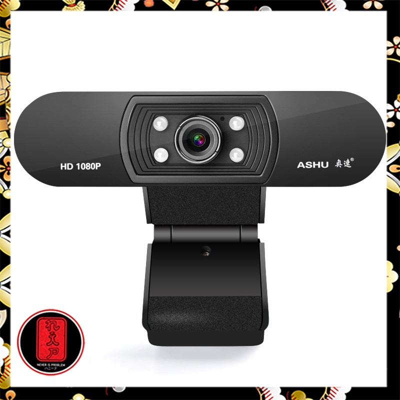 ASHU HD Webcam Desktop PC Laptop Video Conference 1080P with Microphone - H800 - Black