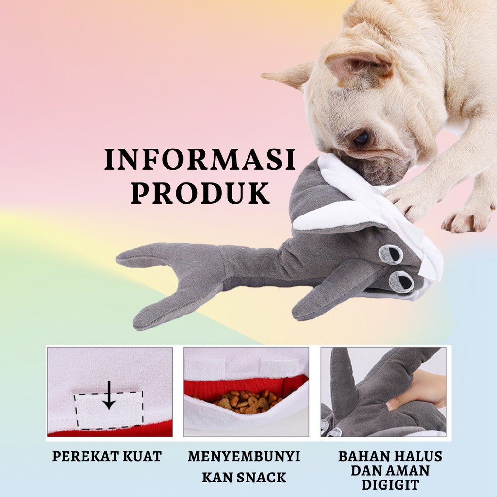 Mainan Boneka Gigitan Ikan Pari / Puzzle Snack Membersihkan Gigi Anjing / Pet Chew Toy