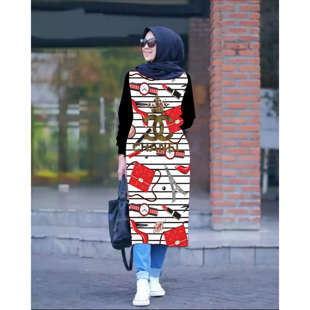 COD TUNIK ATASAN FASHION MUSLIMAH PRINT XXL