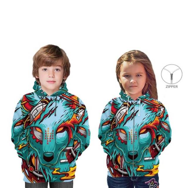 Jaket Anak WOLF GRAPHIC 3D Fullprint Premium