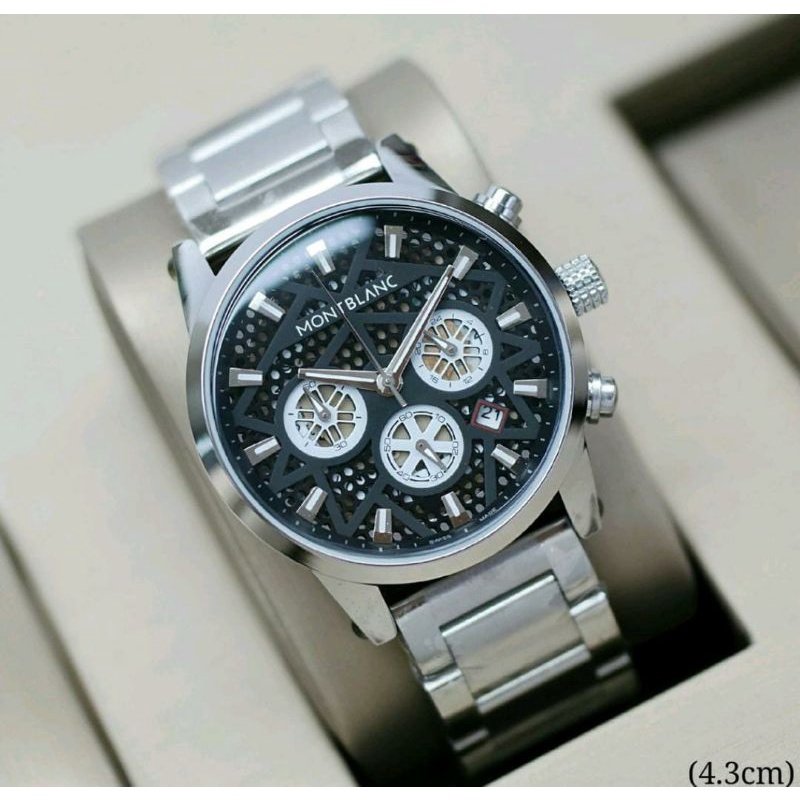 JAM TANGAN MONTBLANC JAM TANGAN PRIA MONTBLANC ANTI AIR CHRONOGRAPH AKTIF TANGGAL AKTIF STAINLISS JA