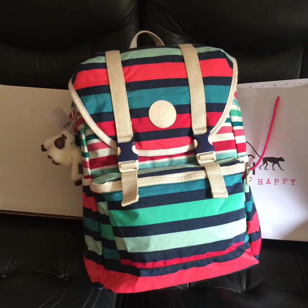 TAS RANSEL KIPLING EXPERIENCE ORIGINAL SPICY STRIPE ANAK CEWEK WANITA SEKOLAH KULIAH JALAN BESAR