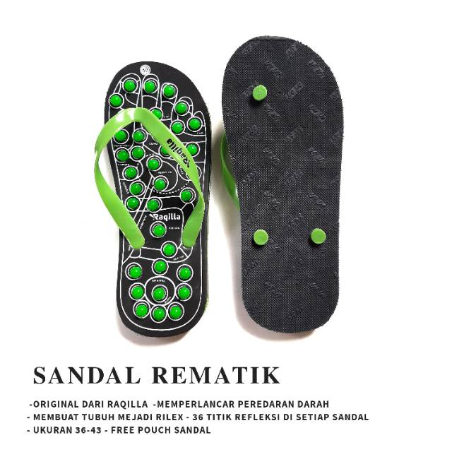 Sandal refleksi kesehatan untuk rematik dan theraphy pijat akupuntur merk RAQILLA