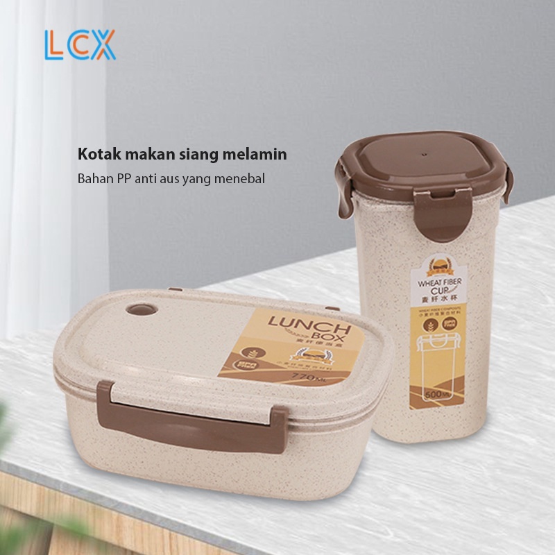 LCX 3 Pcs Set Lunch Box Set Kotak Bekal Makan / Mangkuk sup Portable / BPA Free VS-68