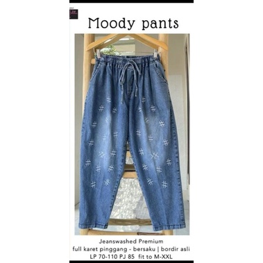 koleksi terbaru moody pants celana baggy jeans wanita bordir