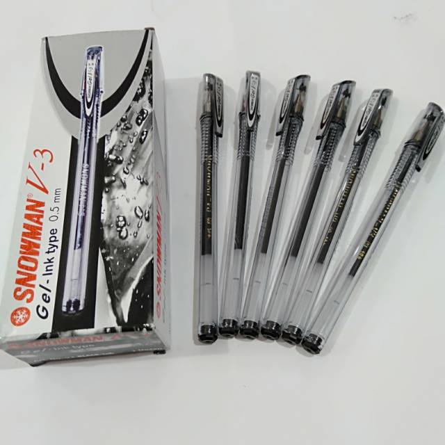 

RB (12 Pcs) Pulpen Snowman V3 Pen Gel 0.5mm Bulpen Bolpoin Gel