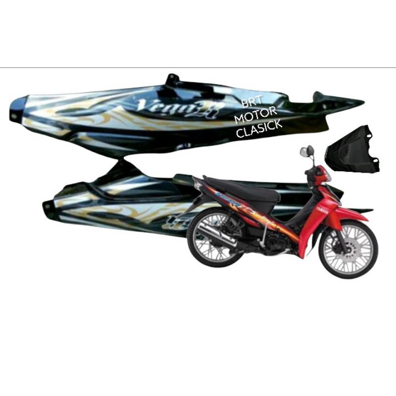 Cover body samping vega r new hitam lis silver