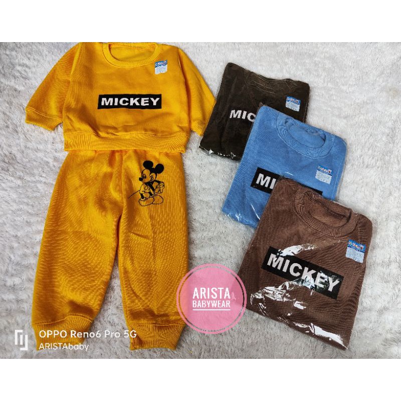 HBcollection - Atasan sweater+celana joger bayi motif MICKEY