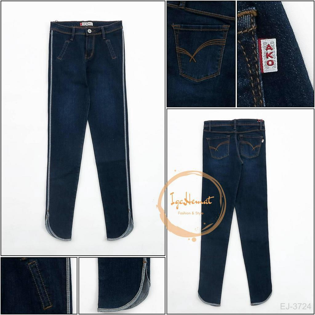 CELANA JEANS PEREMPUAN PANJANG BIRU TUA AKO 32-36[EJ3723]
